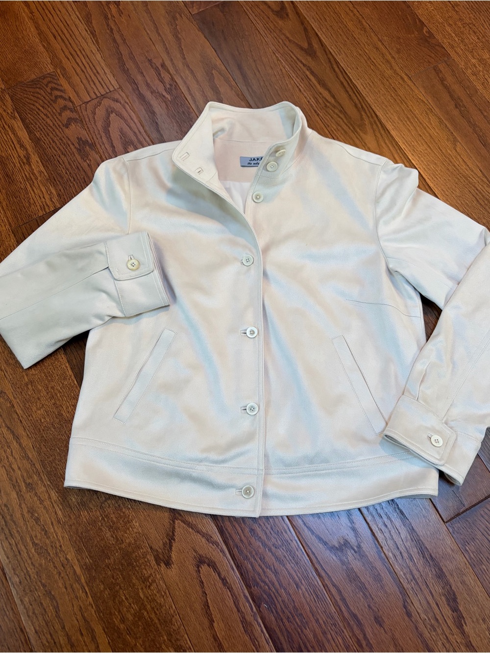 J.A.K.E. The Only One Structured Off-White High Button Collar Front Jacket